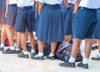 Thailand secondary education students are standing in line in th