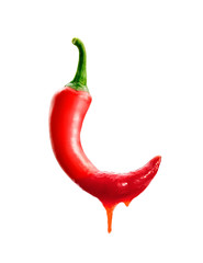 Wall Mural - Red Chili Pepper with Hot Chili Sauce Drippings