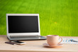 © awaygy - Office table with Coffee cup and Office equipment.