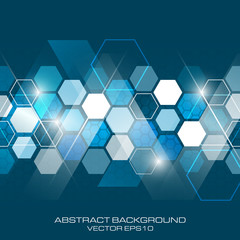 Wall Mural - abstract vector future business background with hexagonal pattern.