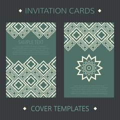 Wall Mural - Set of two vector cards. Oriental geometric covers template.