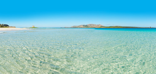 panoramic view of La Pelosa beach