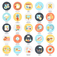 Poster - Flat conceptual icons set of business startup