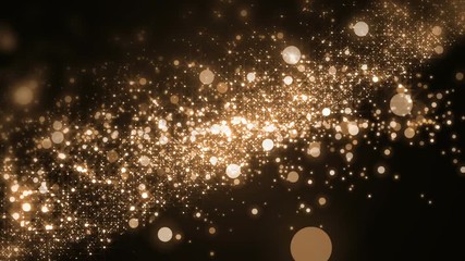 Wall Mural - universe gold dust with stars on black background. motion abstract of particles. vj seamless loop.