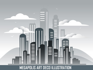 Retro megalopolis in art deco style.