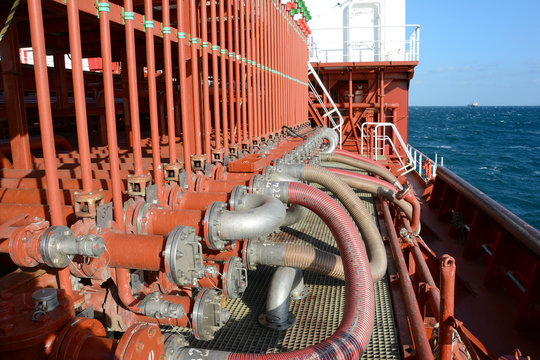 Fototapete - manifold of chemical tanker