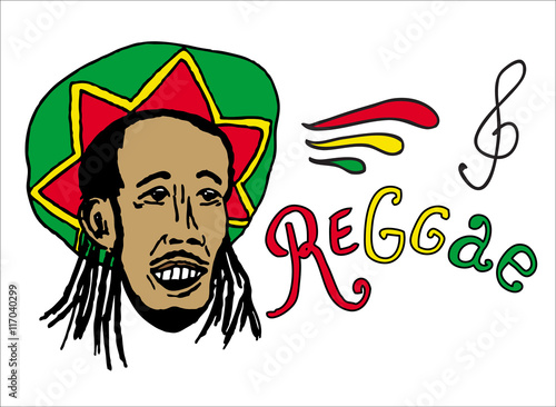 Portrait Of Rastaman In Rasta Hat Jamaica Theme Reggae Concept