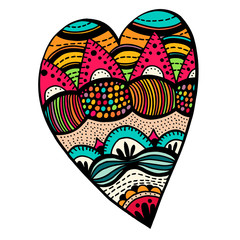 Sticker - Hand drawn colored hearts