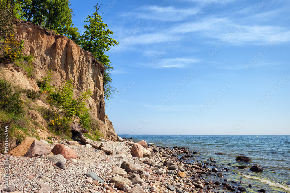 Orlowo Cliff in Gdynia at Baltic Sea - obrazy, fototapety, plakaty 