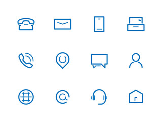 Fototapete - Sleek minimalistic contact icons set