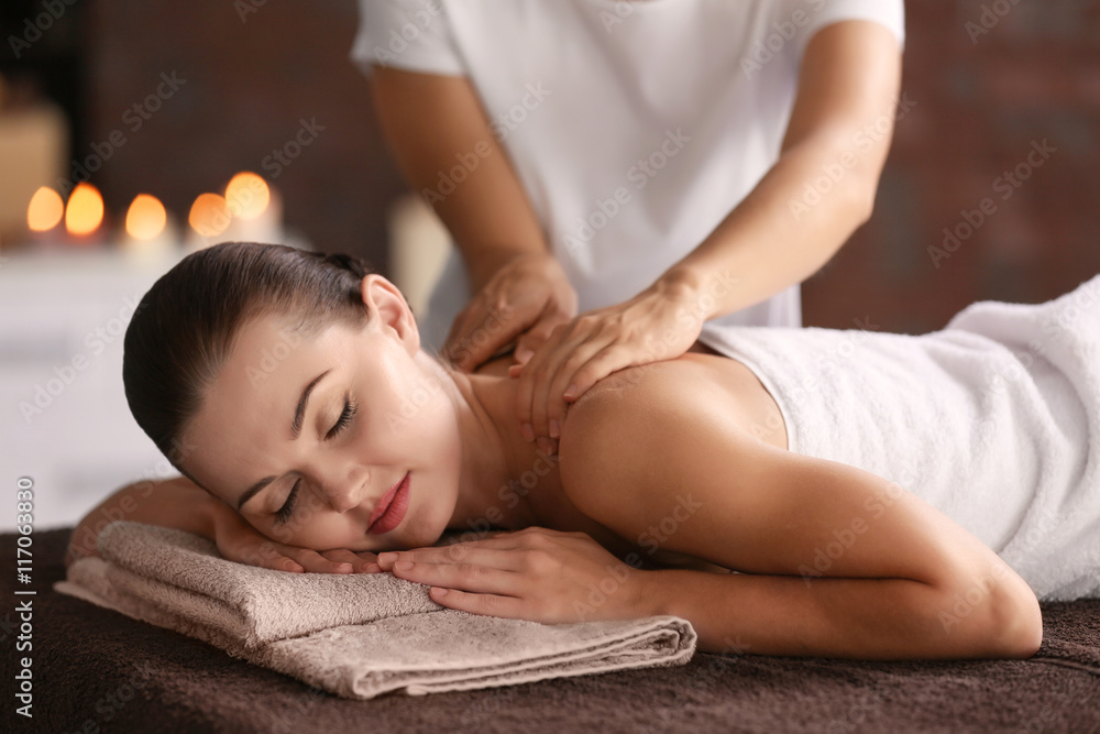 Beautiful girl in spa salon