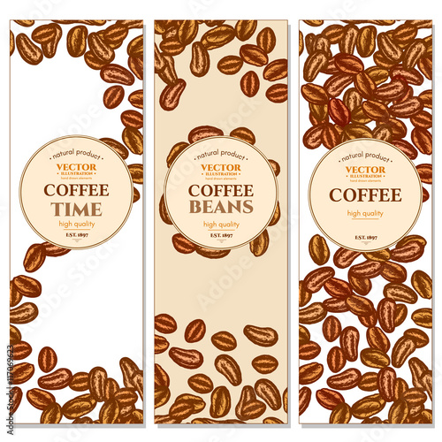 Coffee Beans Banner Background Ink Hand Drawn Vector Buy This