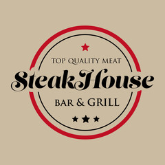 Wall Mural - Steakhouse stamp logo - grill and bar