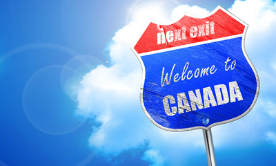 Wall Mural - Welcome to canada, 3D rendering, blue street sign