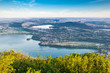 View from Campo dei Fiori Varese, can be seen: lake Varese with isolino Virginia (site prehistoric pile-dwellings protected by UNESCO), Biandronno, swamp Brabbia, lakes Comabbio, Monate and Maggiore 