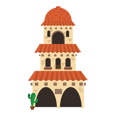 Sticker - flat design spanish colonial architecture icon vector illustration