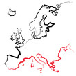 Europa - mapa - kontury