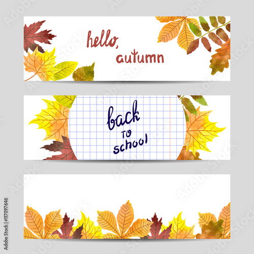 Set of colorful autumn bann...