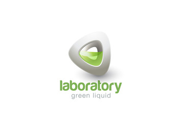 Wall Mural - Liquid Logo 3D Triangle vector. Laboratory technology web icon