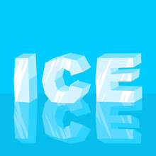 Ice Text. Cool Lettering Letters. Typography Frozen Letters