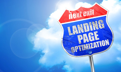 landing page optimization, 3D rendering, blue street sign