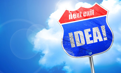 idea!, 3D rendering, blue street sign