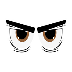 Wall Mural - flat design angry cartoon eyes icon vector illustration