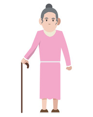 Sticker - flat design senior woman with cane icon vector illustration