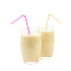 Sticker - Two glasses of milkshake isolated