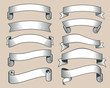 © MicroOne - Retro ribbon banners in hand drawn engraving style vector collection