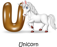 Alphabet U With Unicorn