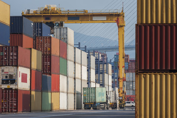 Commercial container port in Hong Kong