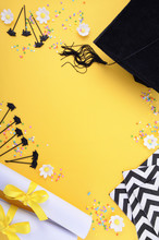 Yellow Black And White Theme Graduation Background