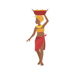 Sticker - Woman With Basin On Head From African Native Tribe