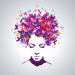 Woman with the hair made of butterflies
