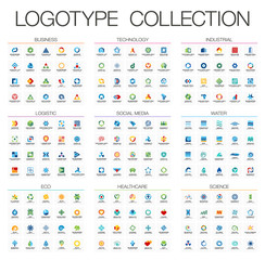 abstract logo set for business company. corporate identity design elements. technology, eco, science