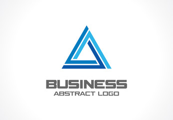 Wall Mural - Abstract business company logo. Corporate identity design element. Industry, finance, bank logotype idea. Triangle group, network integrate, technology interaction concept. Color Vector connect icon