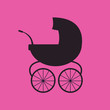 Baby carriage. Vector black silhouette