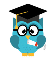 Canvas Print - owl bird cute with hat graduation icon