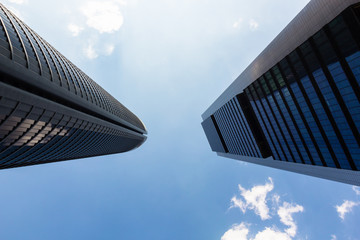 two towers of business skyscrapers