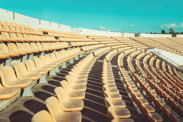 Poster - Empty seats at soccer stadium , vintage