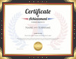 Certificate of achievement template with gold border theme