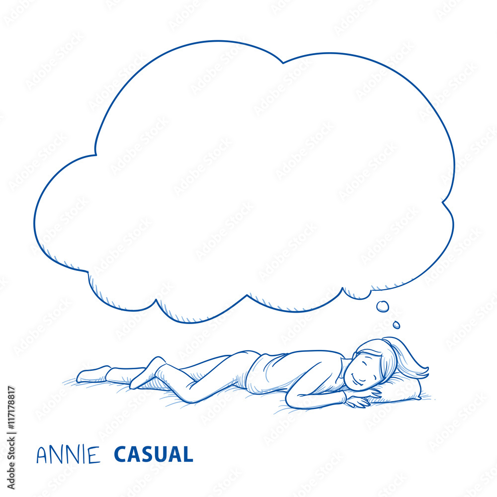 person sleeping and dreaming drawing