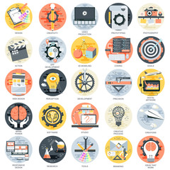 Poster - Flat conceptual icons set of creative process