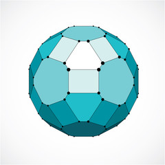 Vector dimensional wireframe low poly object, spherical green fa