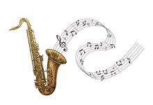 Saxophone Music, Jazz Vector Illustration