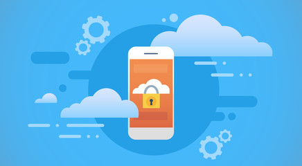 Wall Mural - smart phone cloud database lock screen data privacy protection