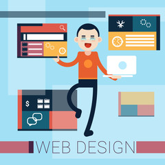 Wall Mural - man web designer graphic design background