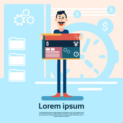 Wall Mural - man web designer graphic design background