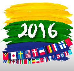 Wall Mural - Abstract background of the Brazilian flag with world flags. Vect